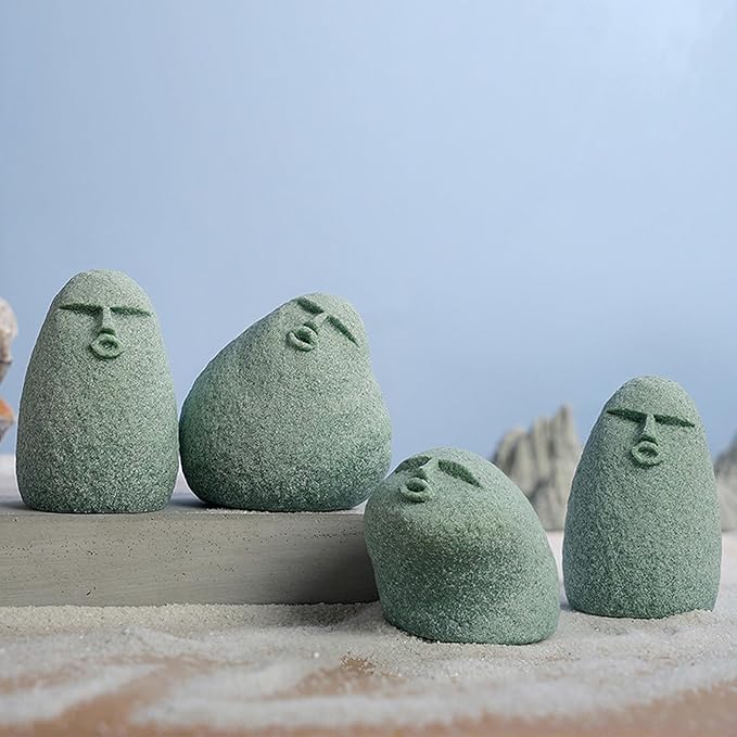 Cute Stone Primitive Man Figurine: Funny Stoneman Statue for Outdoor Decor, Carving Face Garden Home Decoration Fish Tank Ornament - Stone Man D