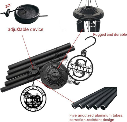 Personalized Wind Chimes House Warming Gifts New Home, 37" Large Deep Tone Windchimes with Custom Name, Unique Housewarming Gift Ideas for Couples & New Homeowners