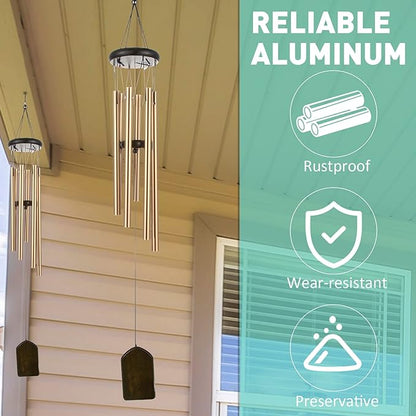 Yahenda 6 Pieces Rustic Wind Chimes 28 Inch Deep Tone Wind Chimes with 6 Aluminum Tubes Memorial Outdoors Soothing Melody for Farmhouse Garden Patio Home Decor(Bronze)