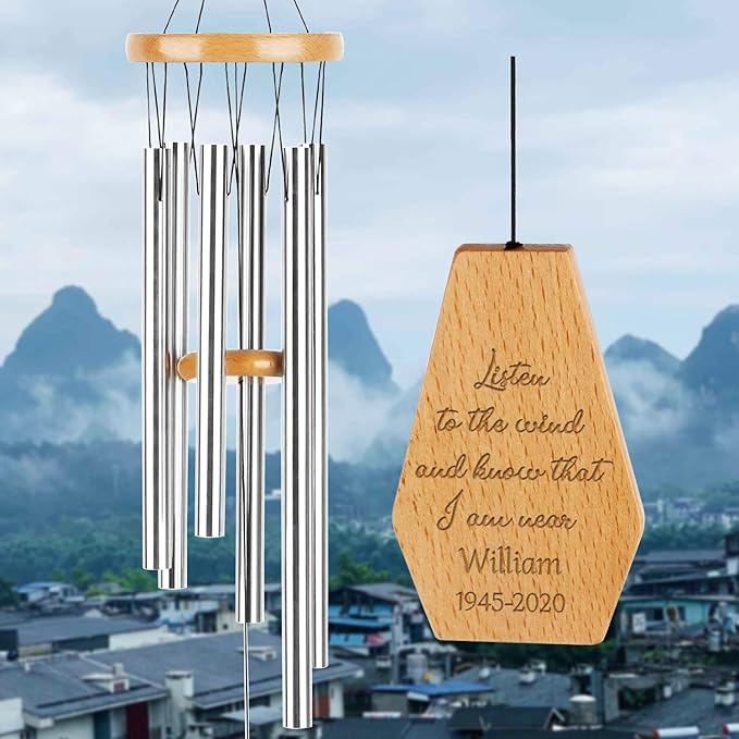 Personalized Wind Chimes Custom, Mom Memorial Gifts Remembrance Dad Sympathy, In Memory of Loss of Dad Mom Grief Funeral Gift, Loss of Loved One, Bereavement Sympathy Gift Memorial Mourning Condolence