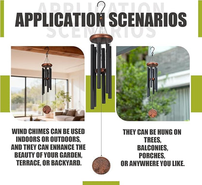 Memorial Wind Chime, Outdoor Decorative Wind Chime, Featuring a Pattern of a Tree of Life. It is an Excellent Gift, Suitable for Garden Decoration, Terrace or Porch. (34inch)