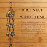 Bird Nest Wind Chime, A Mother‘s Love in Every Breeze | 25” Bronze Resin Nest with 12 Wind Bells, Soothing Gift for Mother's Day, Garden, Yard, Patio Decor
