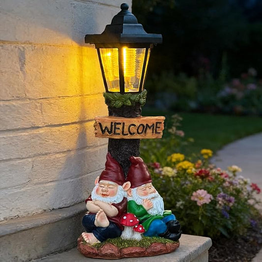 Garden Gnome Statue with Solar Lights,Outdoor Figurine Light for Outside Landscape,Lawn Yard, Path、Patio Sculptures Decor - Unique Gift for Grandmothers, Women,Sisters for Christmas Birthday