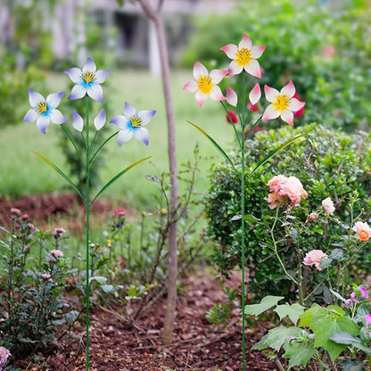 Set of 2 Spring Garden Decor,Metal Flowers Decorative Garden Stakes,Waterproof Garden Decor for Outside,Lawn,Patio,Yard