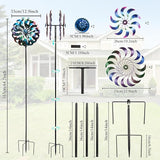 Wind Spinners Outdoor,64.2Inch 360°Rotating Crescent Windmill for Yard, Garden Wind Spinner with Blue Green Purple Gradient Blades, Weatherproof Metal Garden Decor