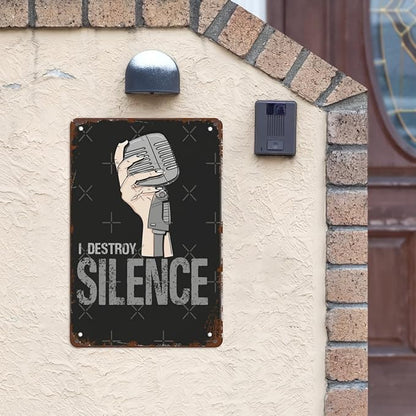 Vintage Tin Metal Sign Copy of I Destroy Silence for Gamer 8x12 Inch Retro Wall Decor for Home,Patio,Yard,Office,Funny Quotes and Motivational Sayings