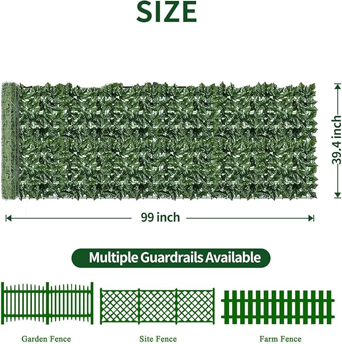 Artificial Ivy Privacy Fence Screen,39.4" X 99" UV-Anti Fake Leaves Plant Vine,Privacy Hedges Wall for Indoor Outdoor Garden Backyard Decor
