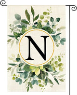 AVOIN colorlife Monogram Letter N Floral Garden Flag 12x18 Inch Double Sided Outside, Family Last Name Initial Yard Outdoor Decoration