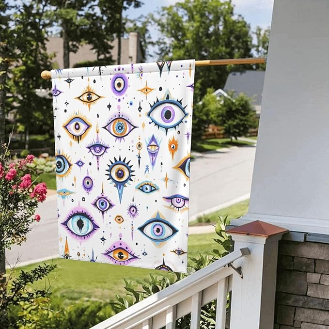 Evil Eyes Garden Flags 12×18 Inch Funny Double Sided Decorative Yard Banner Seasonal Flag for Outdoor Outside Decor