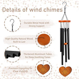 Retirement Gifts Wind Chimes for Women Men - Engraved Wooden Heart with Gift Box & Card, Happy Retirement Outdoor Garden Patio Hanging Decor, Farewell Gift for Coworker Teacher Bossr