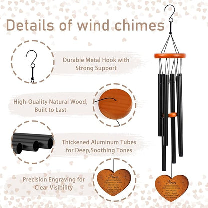 Retirement Gifts Wind Chimes for Women Men - Engraved Wooden Heart with Gift Box & Card, Happy Retirement Outdoor Garden Patio Hanging Decor, Farewell Gift for Coworker Teacher Bossr