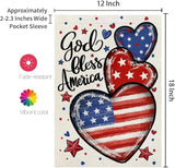 CROWNED BEAUTY 4th of July Garden Flag Patriotic Hearts Double Sided 12x18 Inches for Outside Small Burlap Independence Memorial Veterans Day Holiday Yard Decoration CF1815-12
