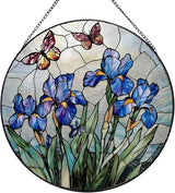 7.87" Sun Catchers Indoor Window,Butterfly Stained Glass Window Hanging, Window Suncatcher Hanging Ornaments Wall Art, Hand-Painted Glass Panel Home Decor (Butterfly B)