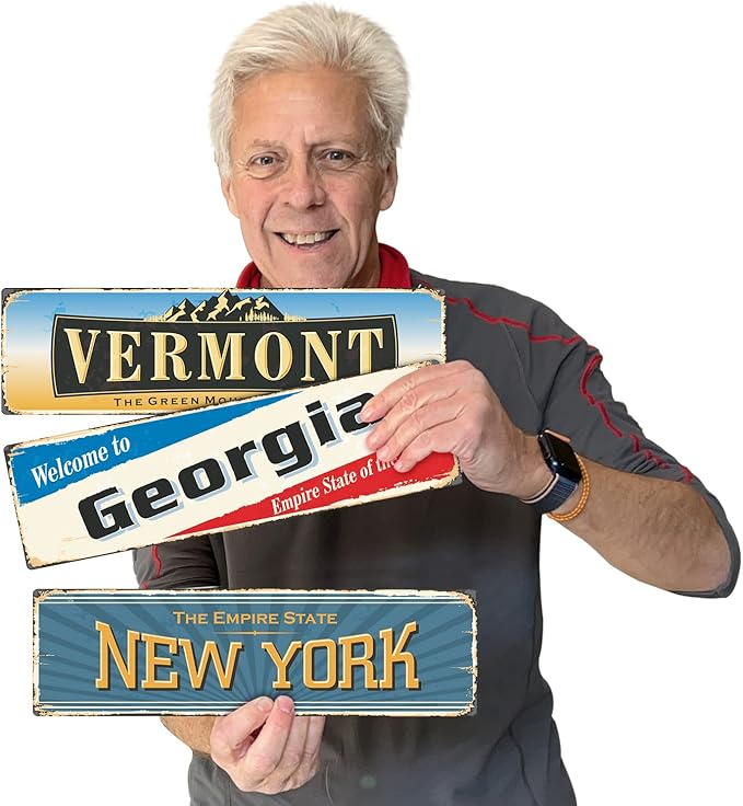 SmartSign 4 x 14 inch New York State Vintage Metal Sign “The Empire State”, 40 mil Rustproof Aluminum with Clear Overcoat, Retro Wall Décor, Multicolor, Made in USA