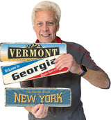 SmartSign 4 x 14 inch New York State Vintage Metal Sign “The Empire State”, 40 mil Rustproof Aluminum with Clear Overcoat, Retro Wall Décor, Multicolor, Made in USA