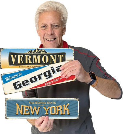 SmartSign 4 x 14 inch New York State Vintage Metal Sign “The Empire State”, 40 mil Rustproof Aluminum with Clear Overcoat, Retro Wall Décor, Multicolor, Made in USA