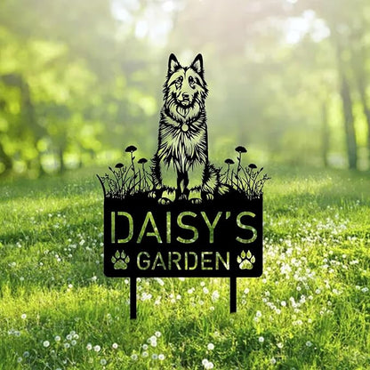 Custom Belgian Sheepdog Dog Metal Memorial Garden Stake Personalized Pet Grave Marker Name Sign Remembrance Stake Decor Sympathy Dog Loss,Outdoor Statues for Yard Garden Lawn Patio Pathway Grave.