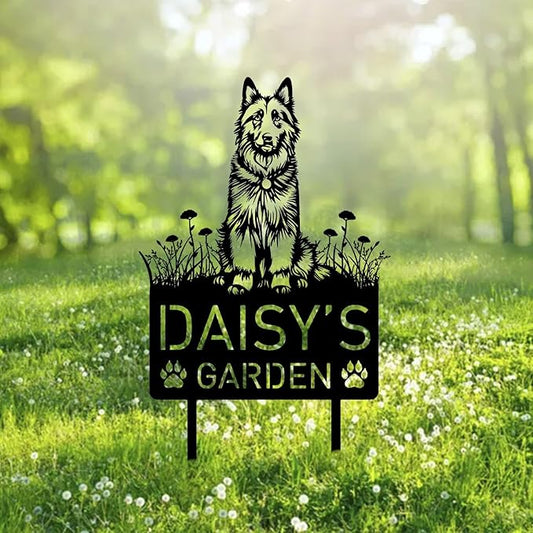 Custom Belgian Sheepdog Dog Metal Memorial Garden Stake Personalized Pet Grave Marker Name Sign Remembrance Stake Decor Sympathy Dog Loss,Outdoor Statues for Yard Garden Lawn Patio Pathway Grave.