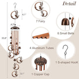 Fairy Wind Chimes for Outside, Metal Wind Chimes Outdoor with 4 Aluminum Tubes Metal Windchimes with S Hook Memorial Windchimes Hanging Garden Decor for Home, Patio, Birthday Gifts Memorial Gift