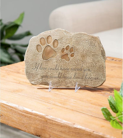 Evergreen Garden Pet Paw Print If Love Could Have Saved You Garden Memorial Stone | Outdoor Safe | 12-Inch | Rainbow Bridge | Remembrance for Lost Love One