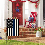 AVOIN colorlife Thin Blue Line Garden Flag 12x18 Inch Double Sided, American Stars and Stripes Police Officers Solidarity Yard Outdoor Decoration