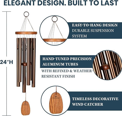 Woodstock Wind Chimes Amazing Grace Chime Medium (24'') Bronze Wind Chime Inspirational and Memorial Gifts Wind Chimes for Outside Patio Home or Garden Decor