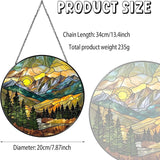 Mountain Range Sun Catcher Stained Glass Window Hanging for Women Wall DecorHandmade Sun Catcher Decoration for Garden Home Housewarming Gifts, 7.87inch