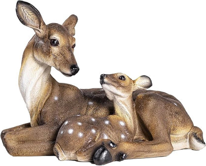 14.9 Inch Mother & Fawn Deer Statue Decoy, Outdoor Garden Lawn Ornament for Yard Patio Christmas Decor, for Female Garden Enthusiasts