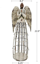 Linfevisi Garden Angel Statue Decor Rustic Metal Angel Sculpture Garden Yard Art Heavenly Home Decor Antiqued Accent Housewarming Gift (Style 1)