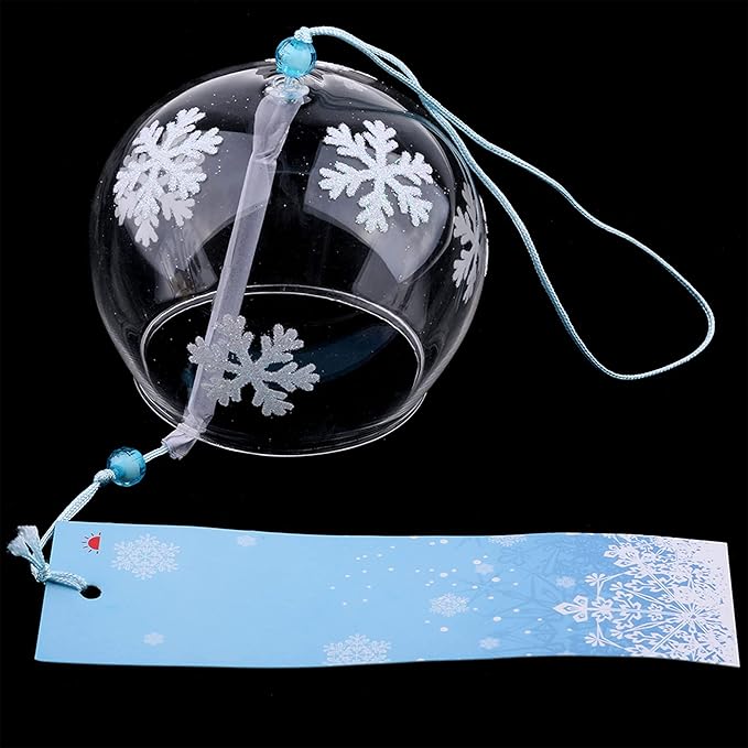 Japanese Wind Chimes, Set of 3 Glass Windchime Wind Bells Flower Painted Pattern, Garden Patio Hanging Decoration