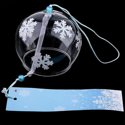 Japanese Wind Chimes, Set of 3 Glass Windchime Wind Bells Flower Painted Pattern, Garden Patio Hanging Decoration