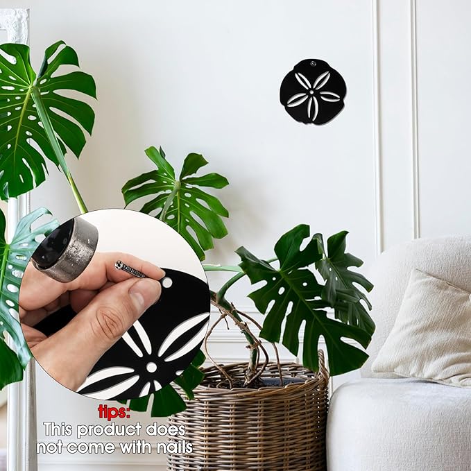JIEYAO Replacement Wind Catcher, Metal Wind Chime Sail Parts with 16.4FT Nylon Cord Decorative Black Flower Design for Sympathy Wind Chimes and Wind Bells Sand Dollar