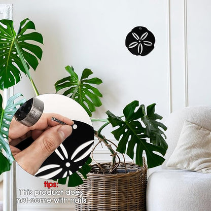 JIEYAO Replacement Wind Catcher, Metal Wind Chime Sail Parts with 16.4FT Nylon Cord Decorative Black Flower Design for Sympathy Wind Chimes and Wind Bells Sand Dollar