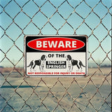 Beware Of The Dog English Springer Sign Aluminum Metal Tin Signs Outdoor Yard Sign Warning Sign For Fence Yard Home Kitchen Farm Garden Wall Decor 8x12 Inch