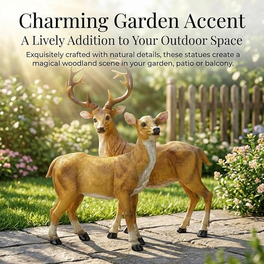 XTAPAN Resin Standing Deer Statue Couple Deer Sculpture Animals Deer Figurine Home Office Restaurant Decoration Garden Art Yard Ornament Lawn Outdoor Patio Decor Christmas 21# Standing Couple Deer