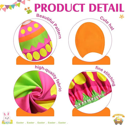 FuWeave Easter Bunny Goose Outfit Easter Egg Porch Goose Costume for Cement Plastic Geese Statue Spring Outdoor Garden Yard Patio Decoration(Bright,17 Inches,Egg)