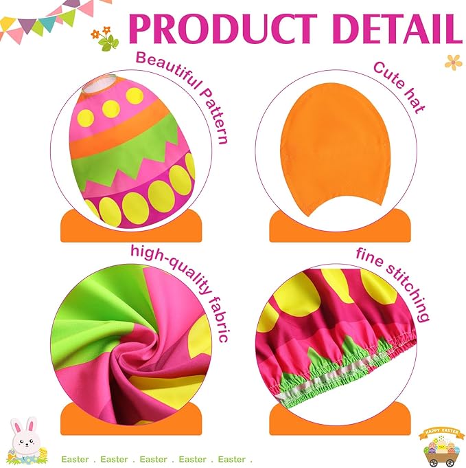 FuWeave Easter Bunny Goose Outfit Easter Egg Porch Goose Costume for Cement Plastic Geese Statue Spring Outdoor Garden Yard Patio Decoration(Bright,23 Inches,Egg)