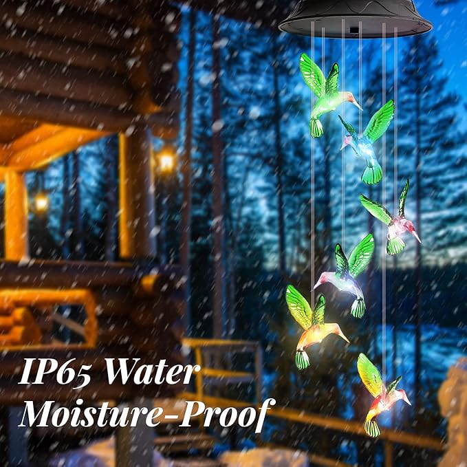 Mom Grandma Gifts for Mothers Day, Birthday Gardening Gifts for Women, Hummingbird Solar Lights Outdoor Decorative Solar Wind Chimes for Outside Garden Decor Yard Patio Porch