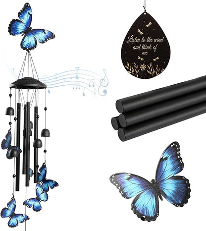Butterfly Wind Chimes for Outside, Windchimes Outdoors Metal Wind Chimes Butterfly Garden for Patio Porch Backyard