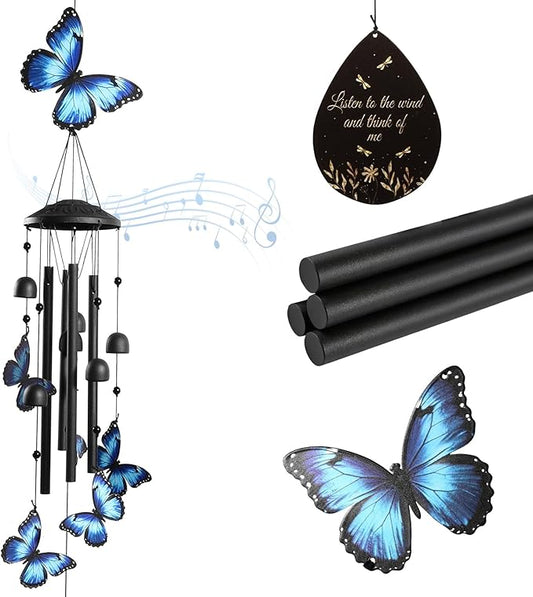 Butterfly Wind Chimes for Outside, Windchimes Outdoors Metal Wind Chimes Butterfly Garden for Patio Porch Backyard