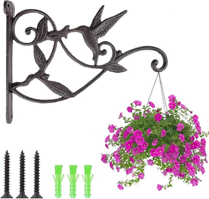 SEISSO Hanging Plant Bracket Iron Hummingbird Plant Hanger Wall Decor, Vintage Home Heavy-Duty Metal Hooks for Flower Pots Bird Feeder Lanterns Wind Chime