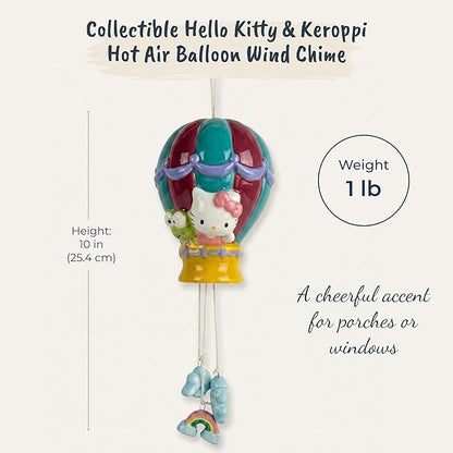 Hello Kitty and Keroppi Hot Air Balloon Wind Chime, 4" L x 4.25" W x 10" H Created by Blue Sky Clayworks