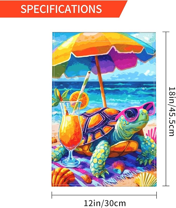 Sea Turtles Garden Flag Seasonal Double Sided 12 x 18 Inch Small Yard Flag for Indoor Outdoor Decor Holiday All Seasons