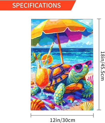 Sea Turtles Garden Flag Seasonal Double Sided 12 x 18 Inch Small Yard Flag for Indoor Outdoor Decor Holiday All Seasons