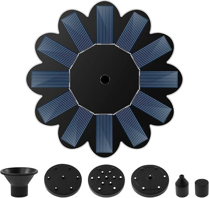 Solar Fountain for Bird Bath, Solar Water Fountain Pump for Bird Bath, Solar Bird Bath Fountains with 6 Nozzles for Gardens, Ponds, Pools, Indoors Outdoors