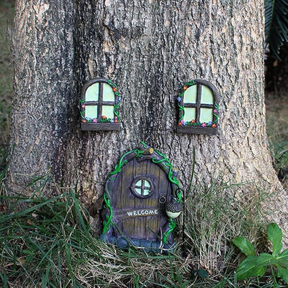 Outdoor Statues Garden Decoration,Yard Sculpture Figurine,Outdoor Statuette Garden Resin Statues,Gardening Supplies Garden Statues Ornament,Trees Decoration Garden Accessories Glow in The Dark