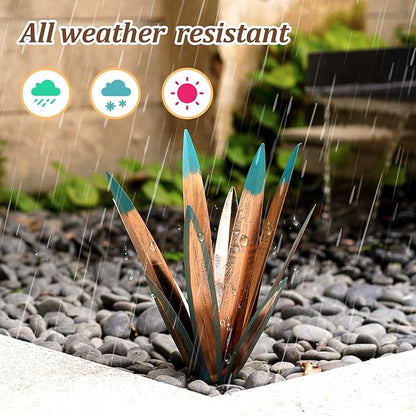Tequila Rustic Sculpture, 2 Pack DIY Rustic Hand Painted Metal Agave Plant Home Decor, Yard Sculpture Statue, Garden Ornaments Outdoor Decor (Large)