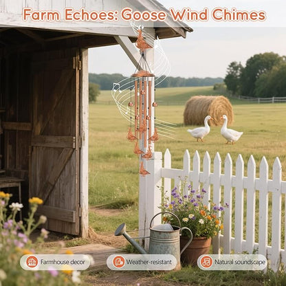 Garden Goose Wind Chimes for Outside Metal Windchimes Outdoors Goose Gifts for Women Men Housewarming Garden Decor for Outside Patio or Yard
