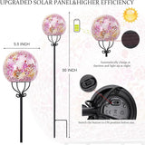 VCUTEKA Solar Outdoor Lights Garden Decor Mosaic Solar Garden Lights Waterproof Glass Ball LED Pathway Stake Light for Landscape Lawn Patio Yard Decoration 6 inch, Pink