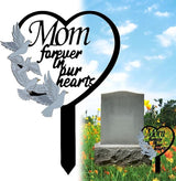 11 inch Metal Mom Memorial Stake Grave Decorations for Cemetery Gravesite Sympathy Markers Waterproof Memorial Gifts for Loss of Mother Tombstones Plaque Outdoors Lawn Yard Decor